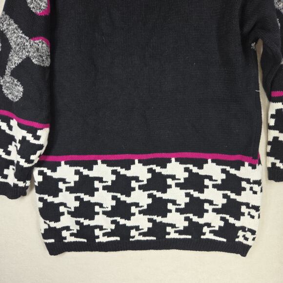 Vtg J B Diffusion Womens Sweater M Black Pink Turtleneck Art To Wear Abstract - Picture 12 of 12